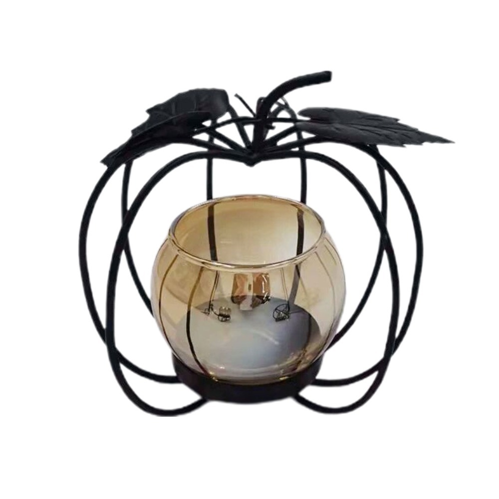 Amber Jar Candle - Iron, Glass Iron Glass Candle Holder