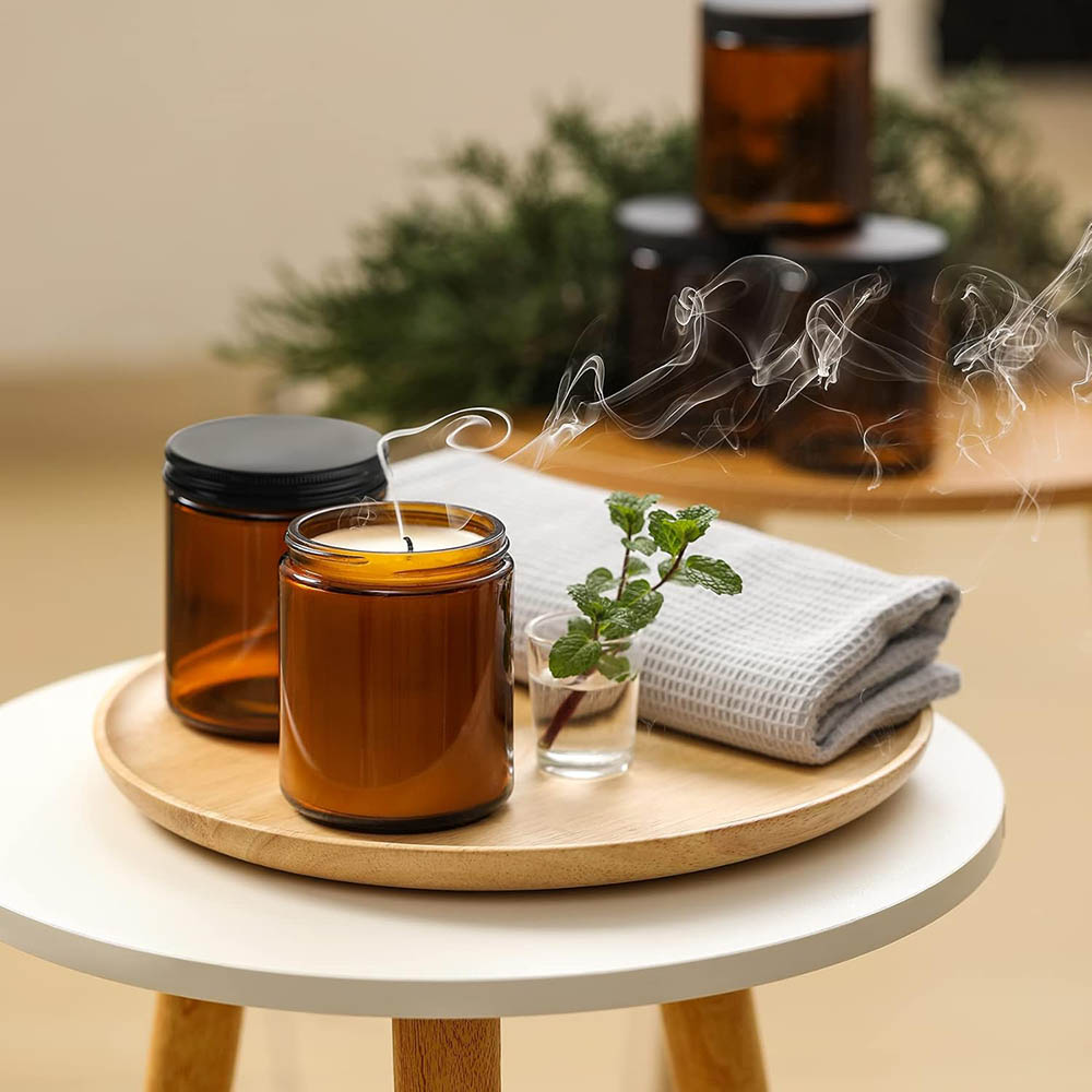 8oz Amber Glass Jars with Blac - Amber Jar Candle review and price